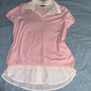 Blouse with sheer bottom and collar